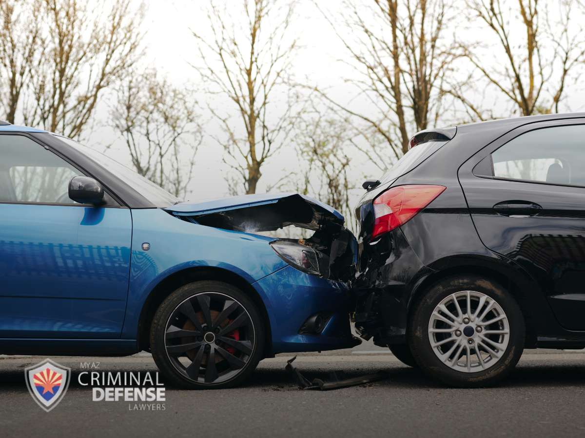 Rear-end car collision highlighting Waymo accident liability in Phoenix, Arizona